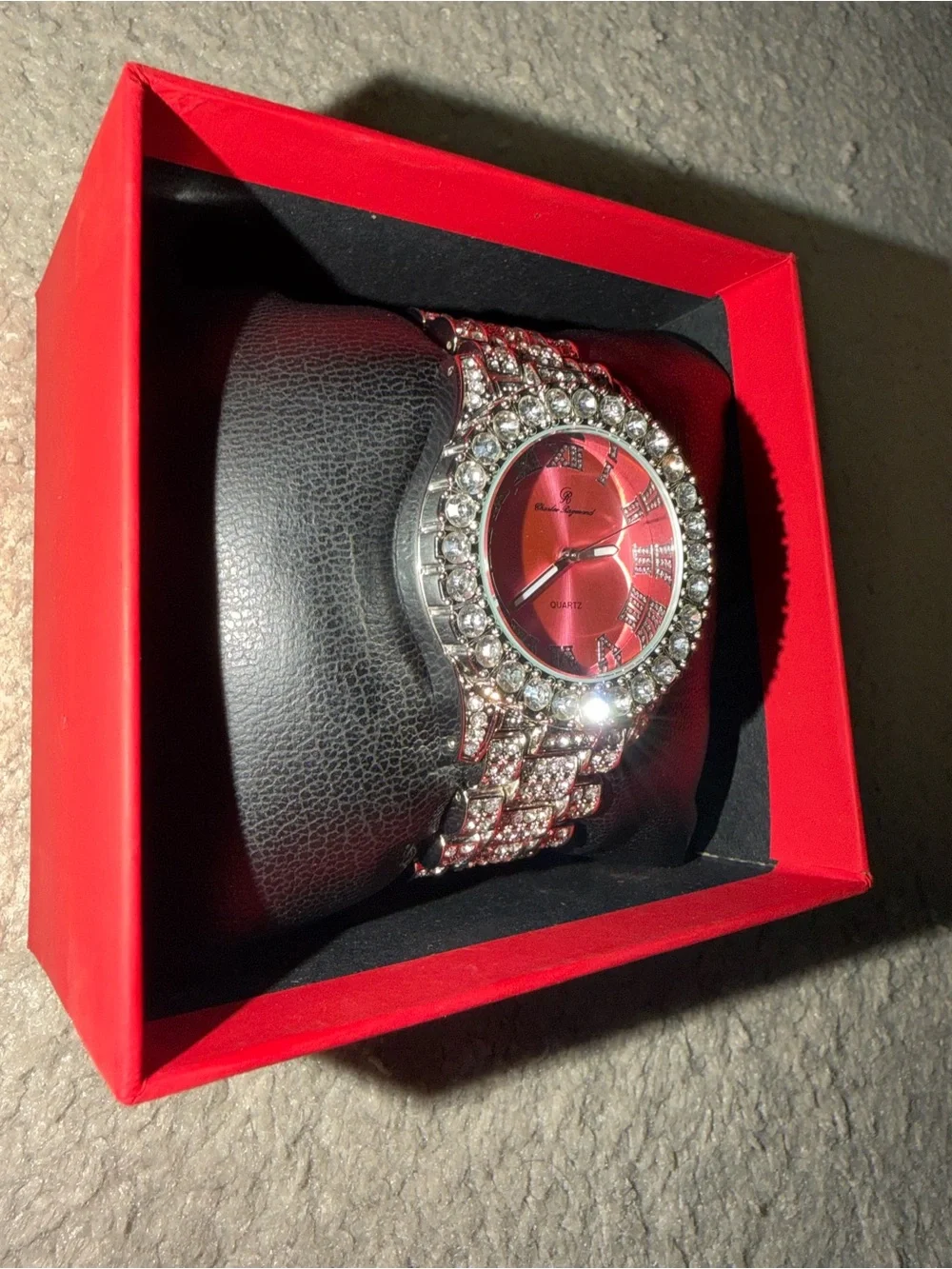 Charles Raymond Elegant Iced Out Pink Dial Silver Lab Diamond Legendary Watch